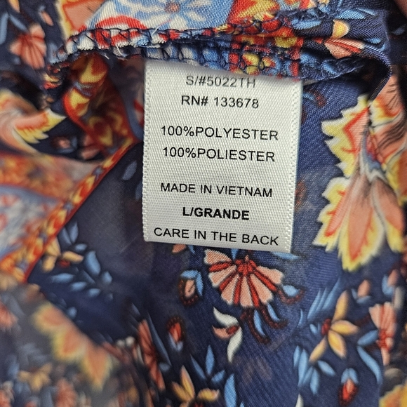 Love Tree Floral Blue/Orange Kimono Sz Large Boho Hippie Cottagecore Summer - Picture 5 of 5